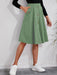 Women's Pocket Button Elegant Midi Skirt