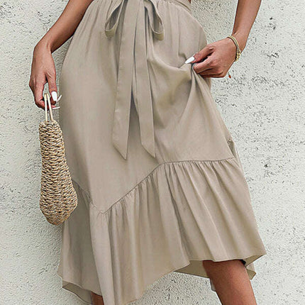 Women's woven lace irregular splicing mid-length skirt