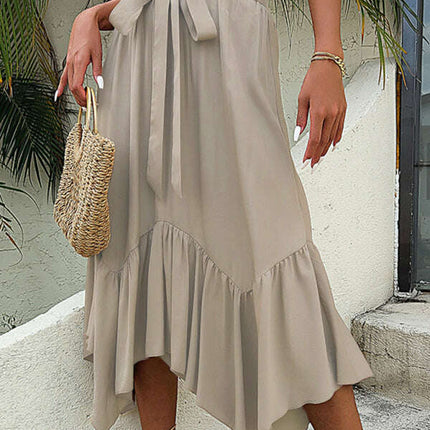 Women's woven lace irregular splicing mid-length skirt