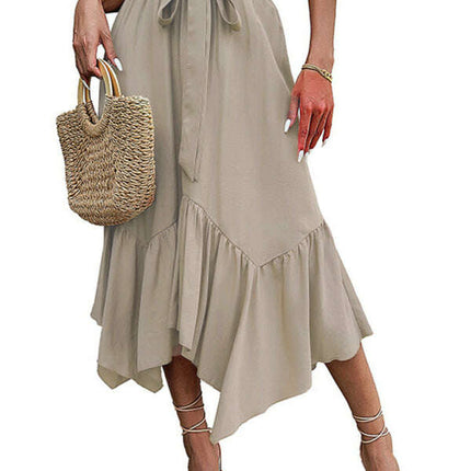 Women's woven lace irregular splicing mid-length skirt