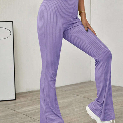 Women's Knitted High Waist Flared Casual Trousers