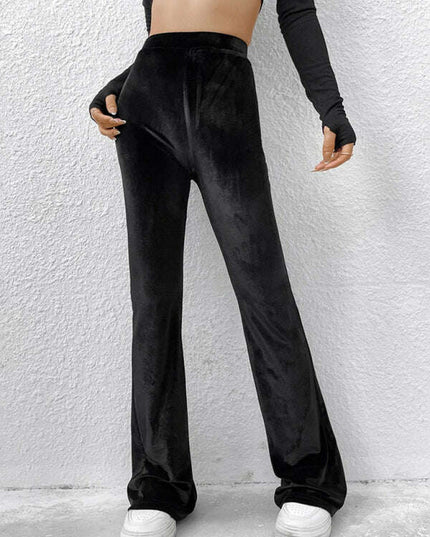 Women's velvet high waist flared casual trousers