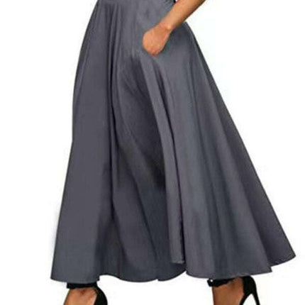 New style women's skirt solid color strap and ankle waist waist skirt