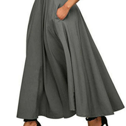 New style women's skirt solid color strap and ankle waist waist skirt