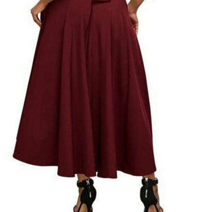 New style women's skirt solid color strap and ankle waist waist skirt