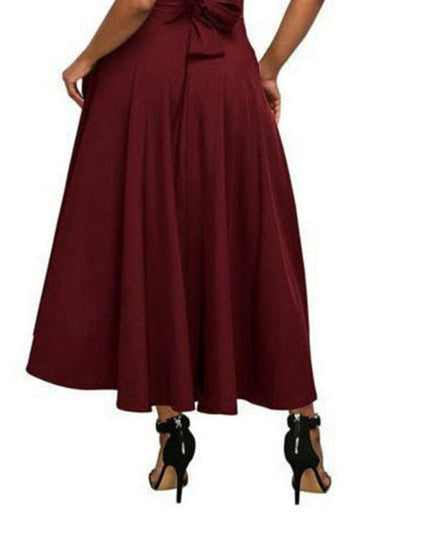 New style women's skirt solid color strap and ankle waist waist skirt