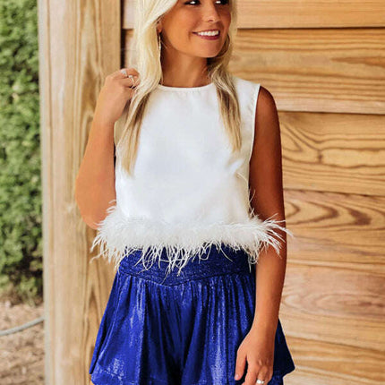 New Casual Sports Women's Shorts Loose Elastic Waist Drape Glitter Pants