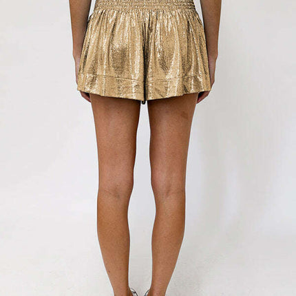 New Casual Sports Women's Shorts Loose Elastic Waist Drape Glitter Pants