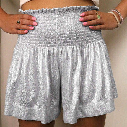 New Casual Sports Women's Shorts Loose Elastic Waist Drape Glitter Pants