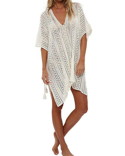 Women's bikini hollow beach holiday blouse knitted sunscreen swimsuit