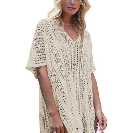 Women's bikini hollow beach holiday blouse knitted sunscreen swimsuit