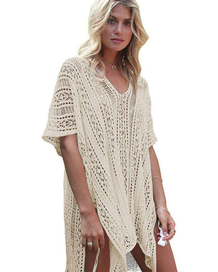 Women's bikini hollow beach holiday blouse knitted sunscreen swimsuit