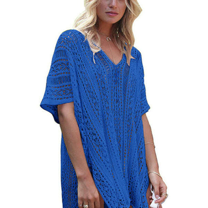 Women's bikini hollow beach holiday blouse knitted sunscreen swimsuit