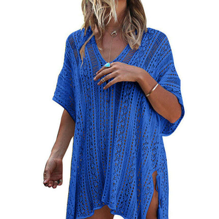 Women's bikini hollow beach holiday blouse knitted sunscreen swimsuit