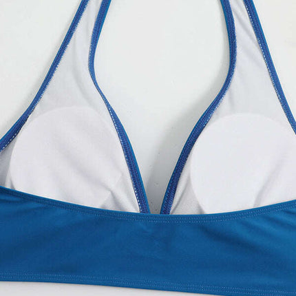 Swimsuit Women's Split High Waist Boxer Ties Printed Solid Color Stitching Bikini