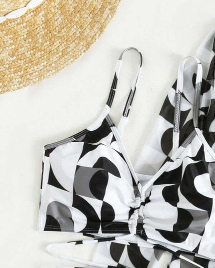 Split three-piece high waist long-sleeved ins blouse drawstring bikini