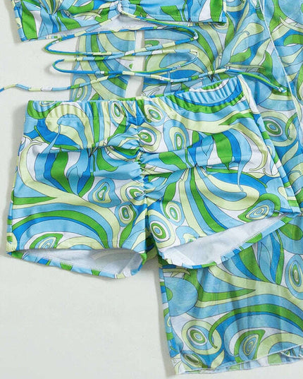 Split three-piece high waist long-sleeved ins blouse drawstring bikini