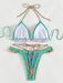 Exotic Print Halter Bikini Set - Trendy Ethnic Swimwear