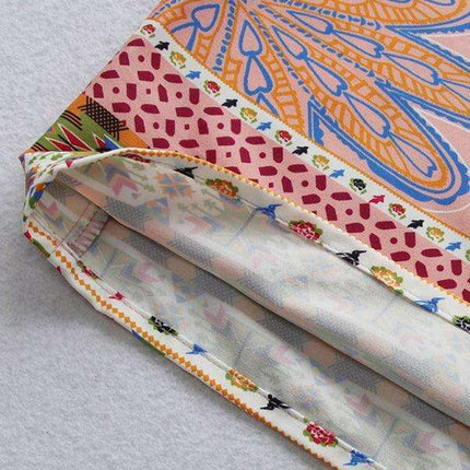 Chic Bohemian Short Sleeve V-Neck Dress for Women