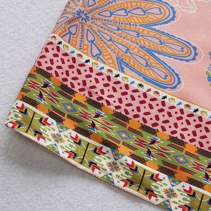 Chic Bohemian Short Sleeve V-Neck Dress for Women