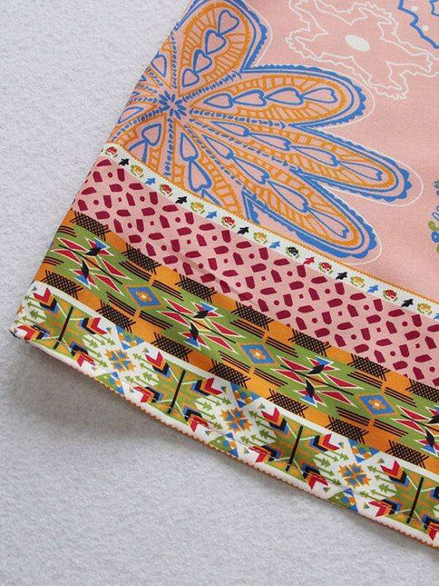 Chic Bohemian Short Sleeve V-Neck Dress for Women