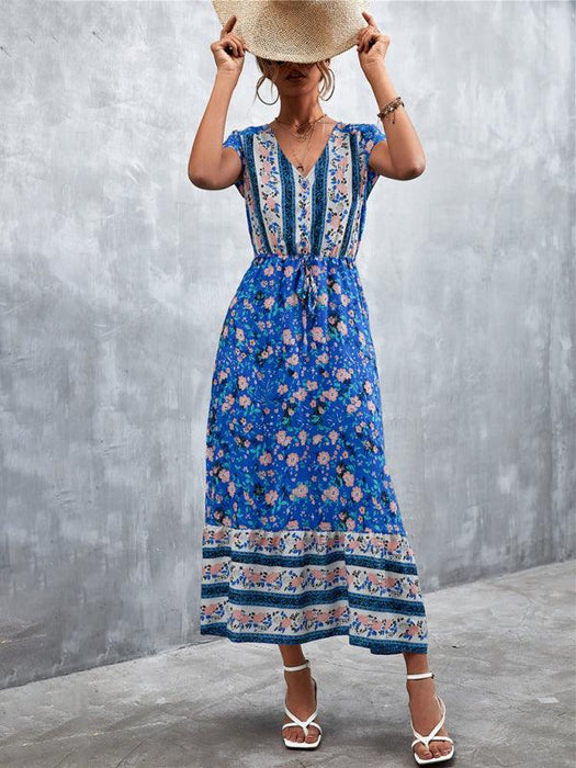 Bohemian Charm Women's V-Neck Maxi Dress