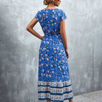 Bohemian Charm Women's V-Neck Maxi Dress