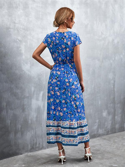 Boho Chic Women's V-Neck Bohemian Maxi Dress