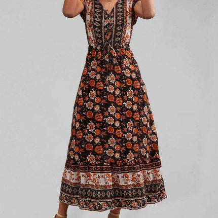Bohemian Charm Women's V-Neck Maxi Dress