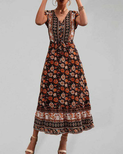 Bohemian Charm Women's V-Neck Maxi Dress