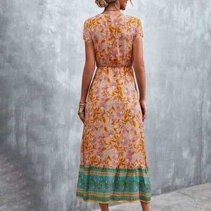 Bohemian Charm Women's V-Neck Maxi Dress