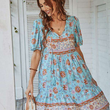 Bohemian Breeze Viscose Summer Dress for Beach Retreats
