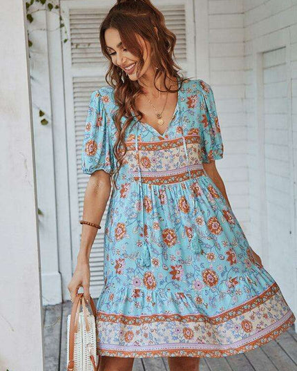 Bohemian Breeze Viscose Summer Dress for Beach Retreats