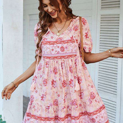 Bohemian Breeze Viscose Summer Dress for Beach Retreats
