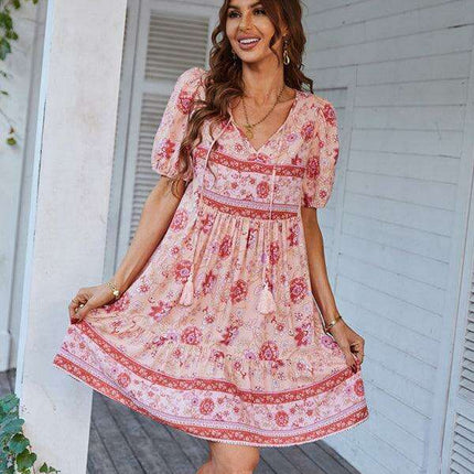 Bohemian Breeze Viscose Summer Dress for Beach Retreats