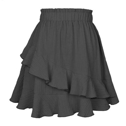 Women's Irregular solid color ruffle skirt