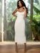 Women's Contrasting color suspender sexy open back slim dress