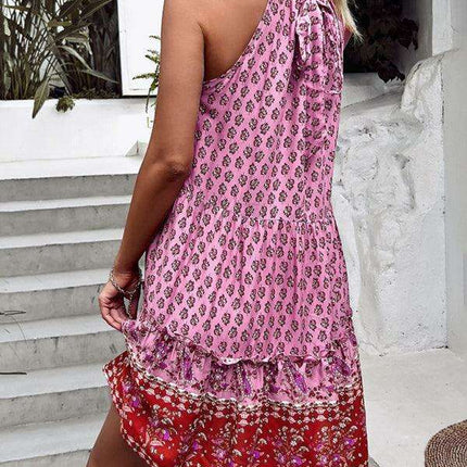 Boho Chic Halterneck Summer Dress in Vibrant Paisley Print