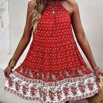 Boho Chic Halterneck Summer Dress in Vibrant Paisley Print