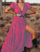 Bohemian Paisley Print V-Neck Resort Dress for Women