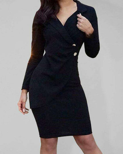Sophisticated Slim-Fit Suit Dress for Women with Chic Lapel Detail