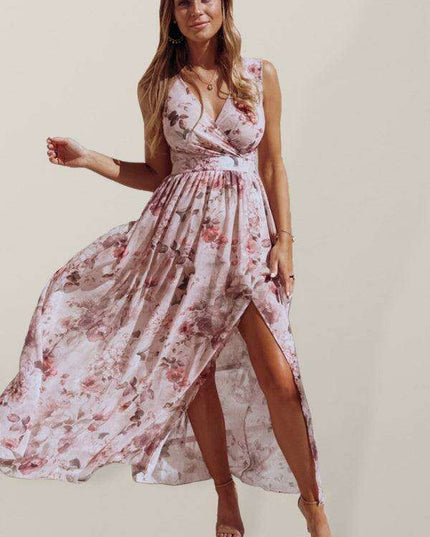 Tropical Blossom Sleeveless Maxi Dress for Exotic Escapes