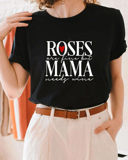 Women's Casual Mama Wine Quote Tee