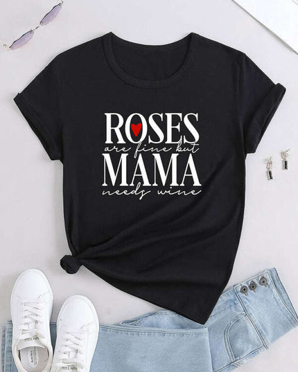 Women's Casual Mama Wine Quote Tee