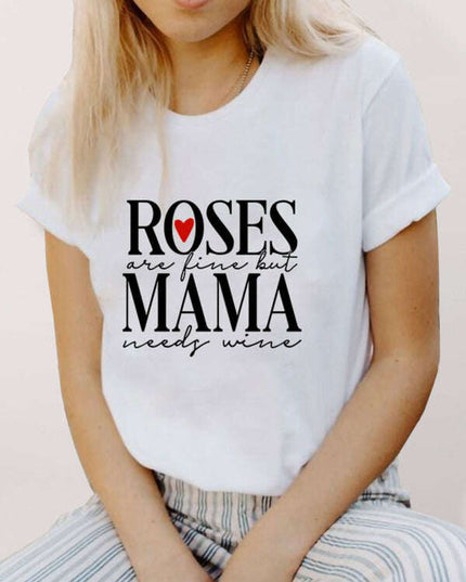 Women's Casual Mama Wine Quote Tee