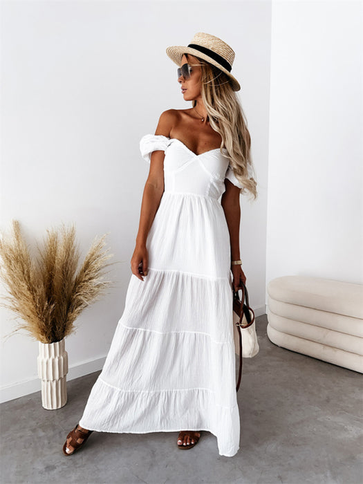 Strappy Off-The-Shoulder High-Waisted Dress with Backless Detail