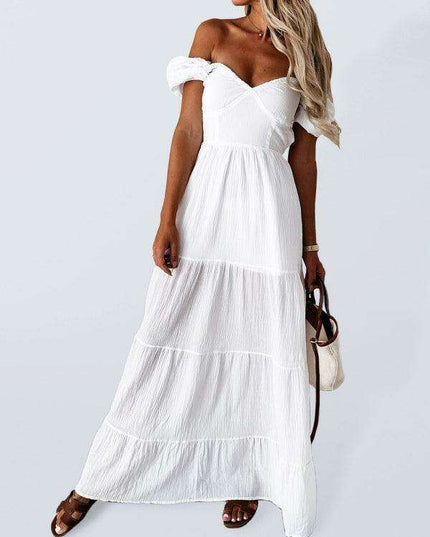 Chic Off-the-Shoulder High-Waisted Dress with Square Neckline