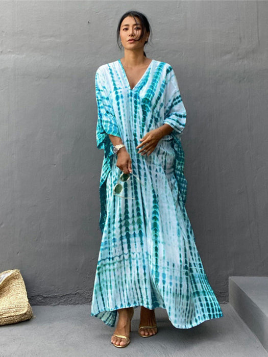Sun-Kissed Cotton Beach Cover-Up with Vibrant Print