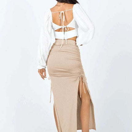 Women's knitted slit slim fit hip skirt