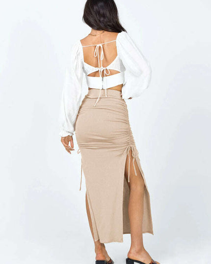 Women's knitted slit slim fit hip skirt